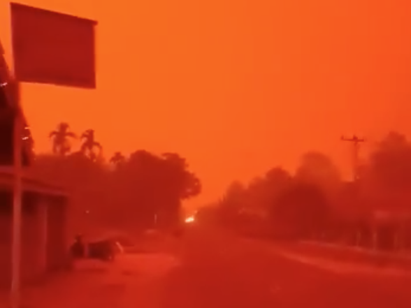 Red skies over Indonesia due to fires destroying rainforest: Screengrab/Twitter