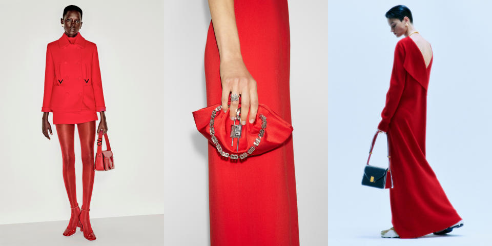 red winter 2022 2023 color trend at Valentino, Givenchy, & Lanvin