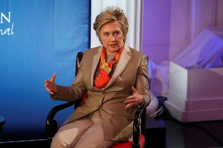 Former U.S. Secretary of State Hillary Clinton takes part in the Women for Women International Luncheon in New York, U.S., May 2, 2017. REUTERS/Brendan McDermid