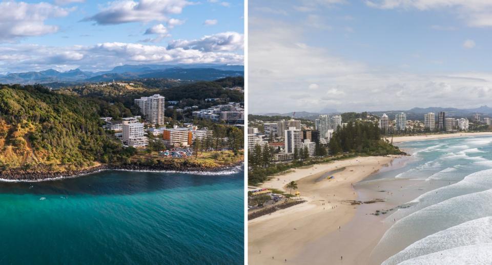 Burleigh Heads skyline seen from the air.