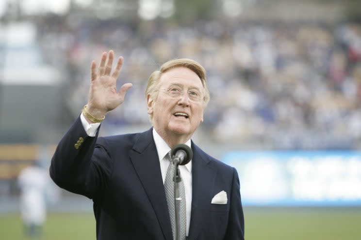 Vin Scully is ready to say goodbye, but we aren't ready for him to go just yet. (Getty Images/Rich Pilling)