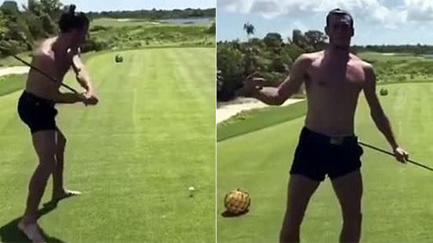 It seems Bale is pretty handy at golf too. Pic: Instagram