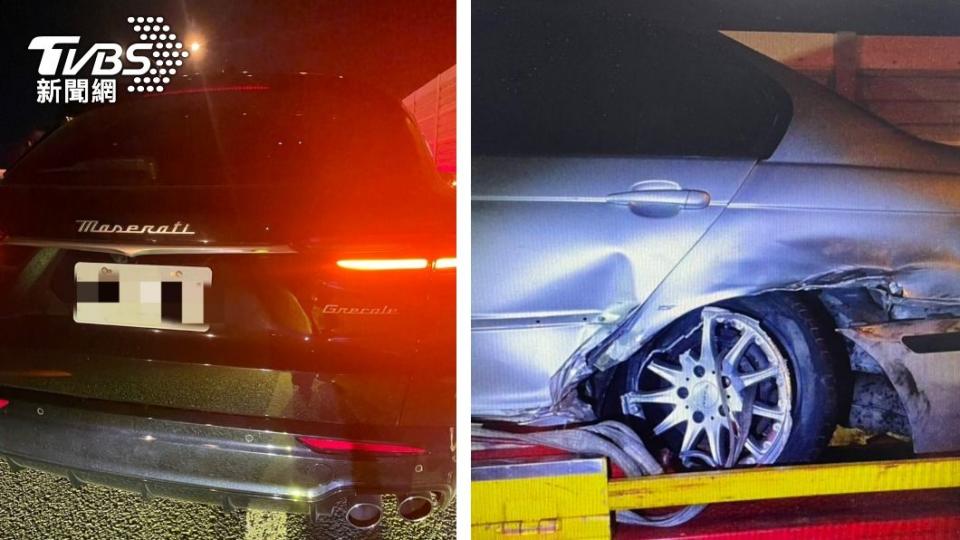 鄧男的海神休旅車和BMW轎車發生車禍。（圖／TVBS）