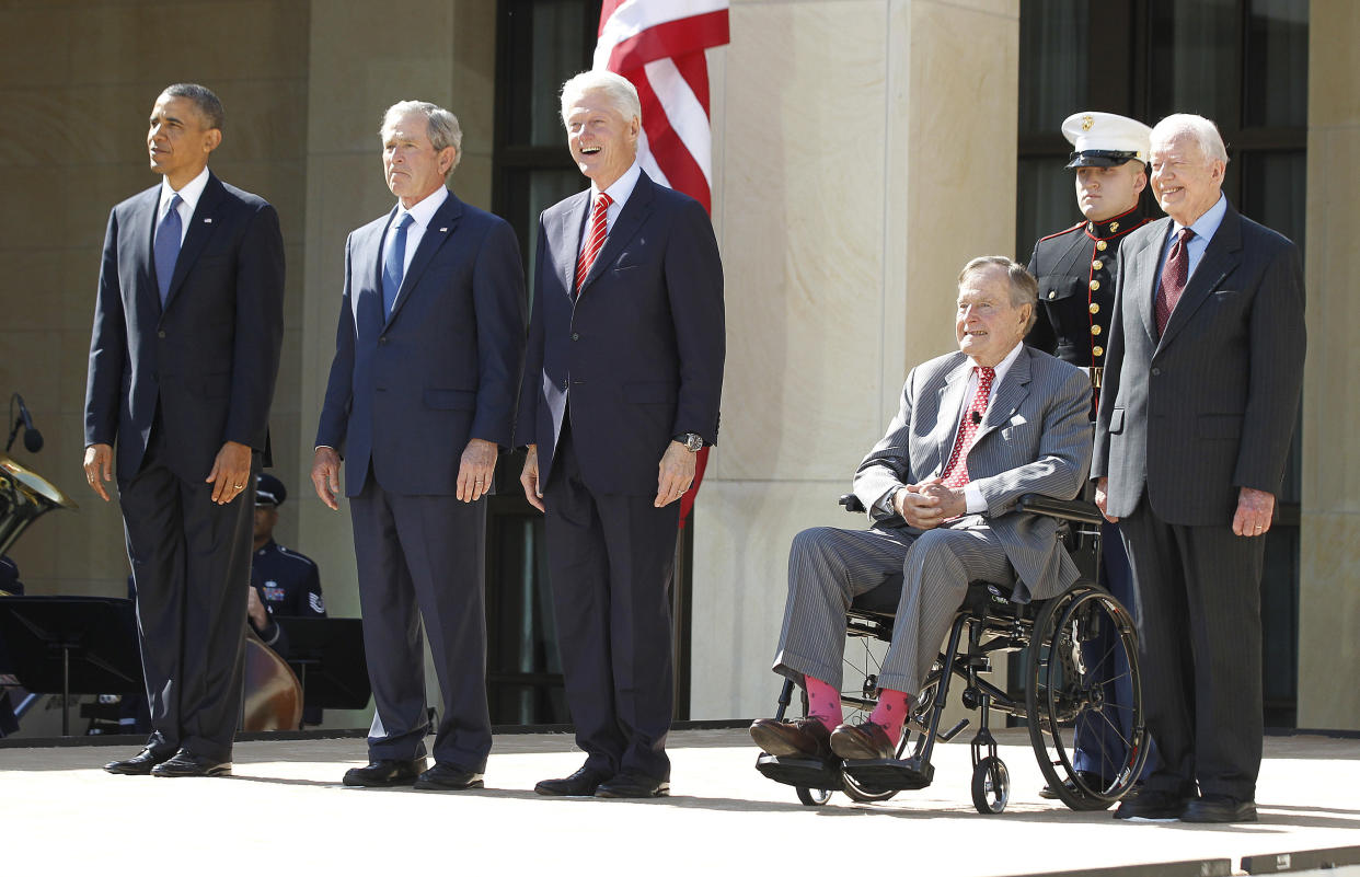 Former presidents Barack Obama, George W. Bush, Bill Clinton, George H.W. Bush and Jimmy Carter&nbsp;plan to attend a hurricane relief benefit in Texas on Oct. 21. (Photo: Jason Reed / Reuters)