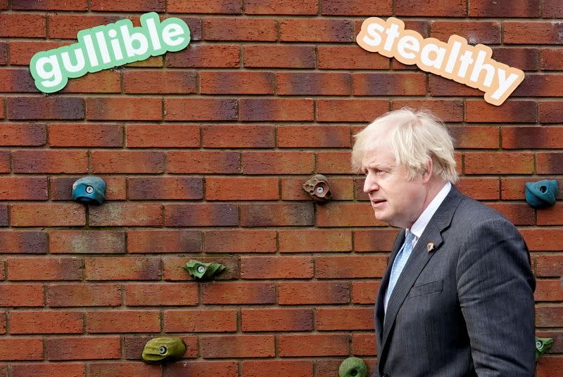 British PM Johnson visits a school in Stoke-On-Trent ahead of reopening