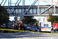 <p>Police officers arrive at the scene following a shooting incident in New York on Oct. 31, 2017. (Photo: Don Emmert/AFP/Getty Images) </p>