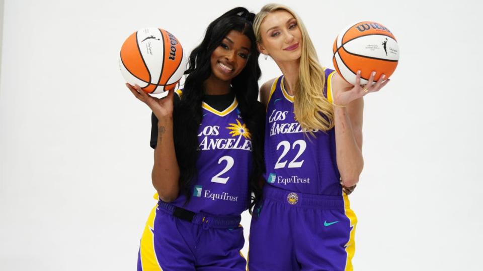 <div>LA Sparks forwards Rickea Jackson (2) and Cameron Brink (22) (Photo by Kirby Lee/Getty Images)</div>