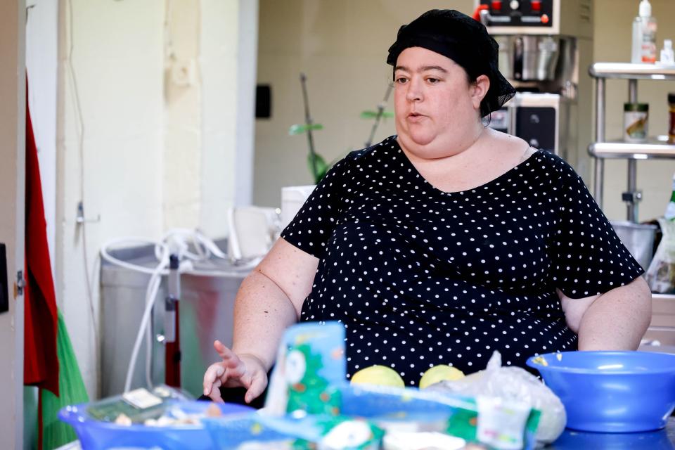 Rabbi Abby Jacobson prepares for Passover on April 17 at Emanuel Synagogue in Oklahoma City.