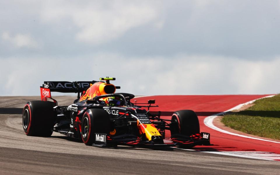 Sergio Perez of Mexico driving the (11) Red Bull Racing RB16B Honda during final practice ahead of the F1 Grand Prix of USA at Circuit of The Americas on October 23, 2021 in Austin, Texas - Getty Images North America 