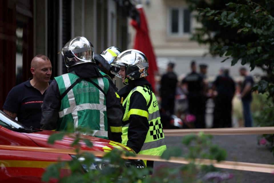 French firefighters secure the area near Notre-Dame de Rouen Cathedral (REUTERS)