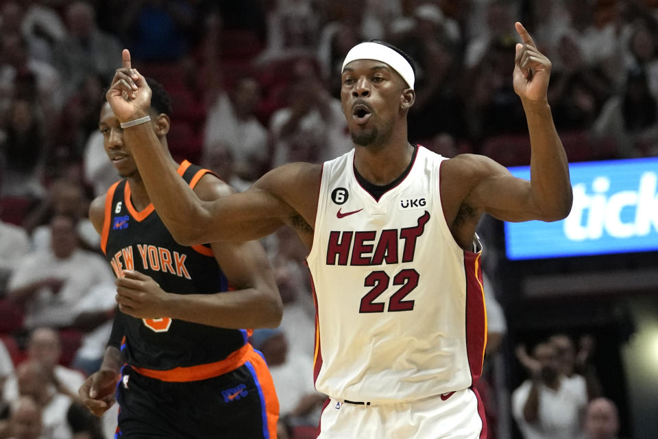 Jimmy Butler and the Heat are one win away from the Eastern Conference finals. (AP Photo/Lynne Sladky)