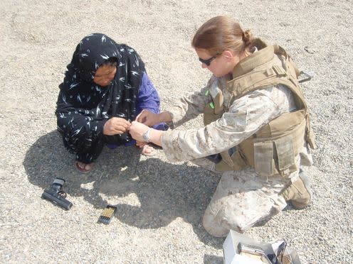 <span class="caption">A Helmandi policewoman is trained to load and fire a weapon in 2009.</span> <span class="attribution"><span class="source">Hannah West</span>, <span class="license">Author provided</span></span>