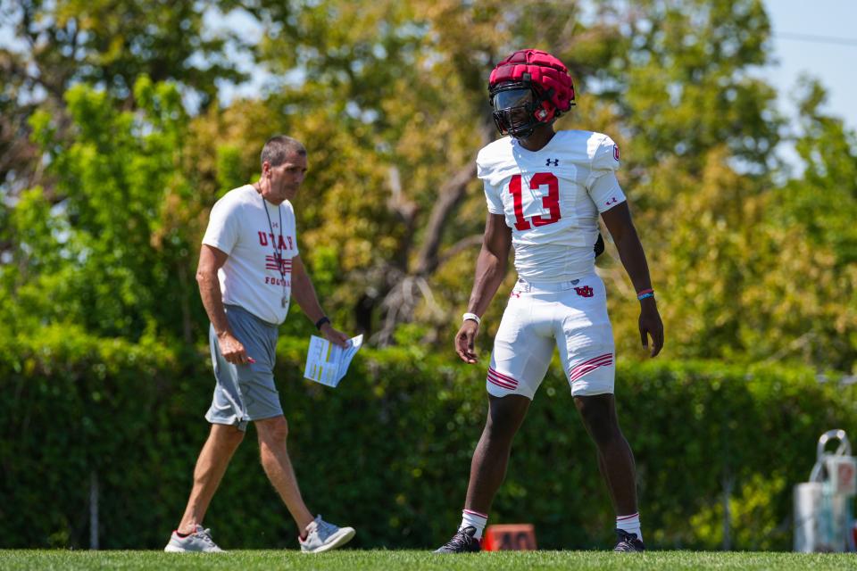 Nate Johnson during Utah fall practice at Spence and Cleone Eccles Football Center in Salt Lake City, UT on Tuesday, August 8, 2023. | Eli Rehmer/Utah Athletics