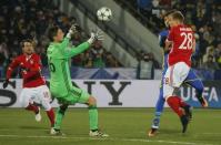 Football Soccer - FC Rostov v FC Bayern Munich - UEFA Champions League Group Stage - Group D - Olimp 2 Stadium, Rostov-on-Don, Russia - 23/11/16. FC Rostov's Aleksandr Erokhin in action against Bayern Munich's Juan Bernat, Holger Badstuber and goalkeeper Sven Ulreich. REUTERS/Maxim Shemetov