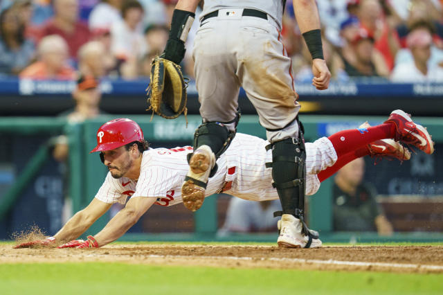 Bryson Stott good to go after hit by pitch during 9th-inning rally