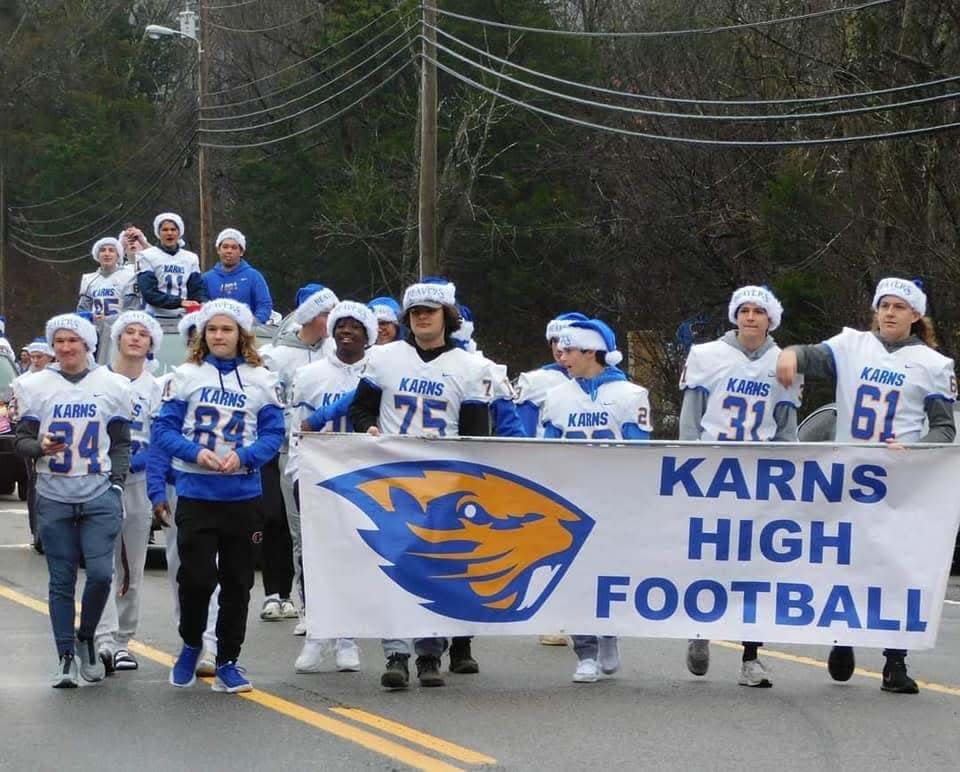 The Karns High School football team seems to be having a great time in this snapshot from the Karns Fair Facebook page. The team won a trophy for best Christmas Spirit at the 2022 Karns Christmas Parade Saturday, Dec. 3, 2022.