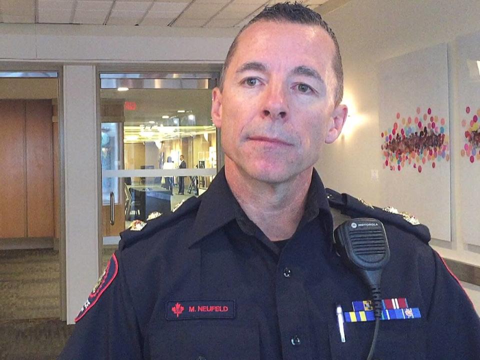 Calgary police Chief Mark Neufeld says a new employee survey shows change is needed.  (Lucie Edwardson/CBC - image credit)