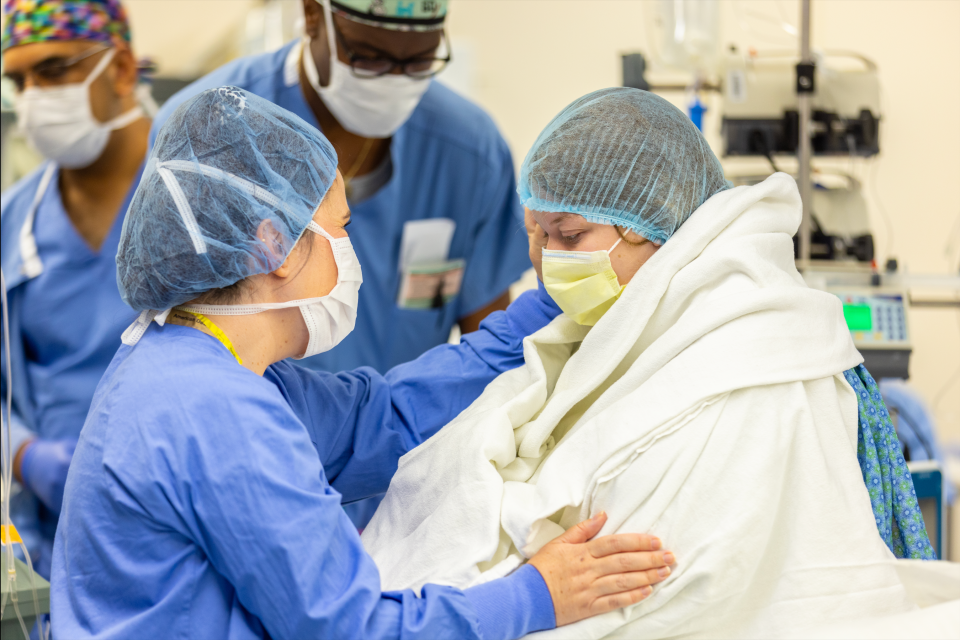 Las Cruces mother, Katarina Torrez, prepares to undergo a fetoscopic myelomeningocele spina bifida repair on her baby, Emilio, in late summer 2023 at Children's Hospital Colorado.