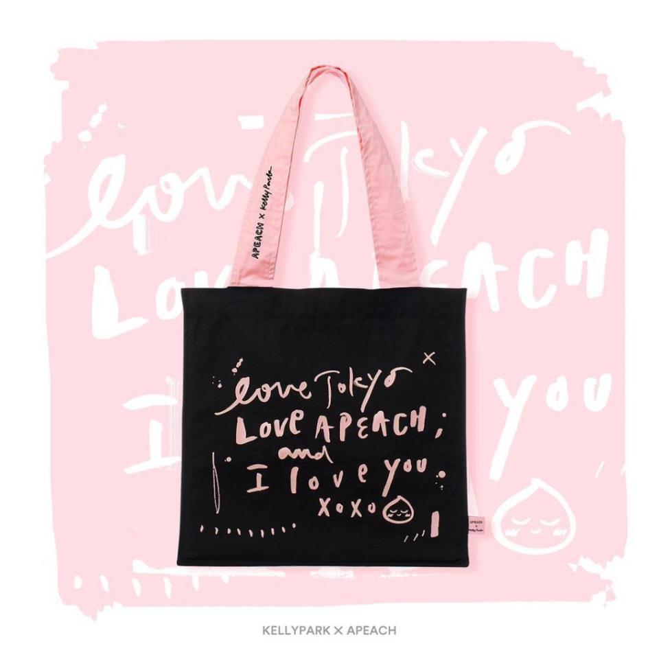 kelly park x apeach tote bag from apeach cafe in tokyo japan