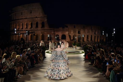 The Roman Colosseum provided an impressive backdrop to the Fendi show