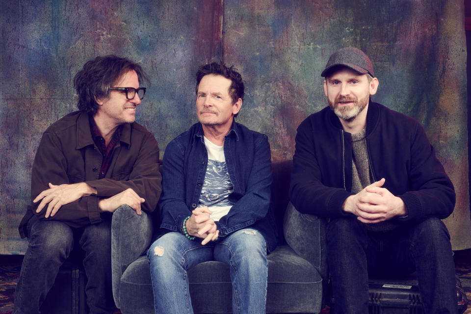 Davis Guggenheim, Michael J. Fox and Michael Harte of ‘Still: A Michael J. Fox Movie’ at the Deadline Studio during the 2023 Sundance Film Festival.