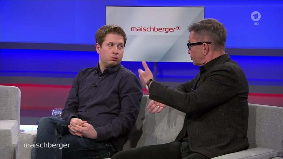 Kevin Kühnert und Rainer Hank diskutieren darüber, ob Enteignungen sinnvoll sind. Foto: ARD Screenshot