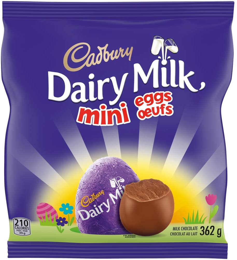 Cadbury Dairy Milk Mini Solid Easter Basket Chocolate Eggs. Image via Amazon.