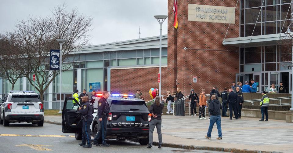 Police in Framingham received a call at 11:34 a.m. Tuesday announcing a threat inside the high school, Superintendent of Schools Robert Tremblay said in a press release. The call turned out to be a hoax.