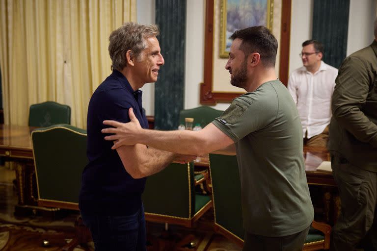 President of Ukraine Volodymyr Zelensky received Hollywood actor, director, screenwriter and producer Ben Stiller during his visit as UNHCR Goodwill Ambassador to the Ukrainian capital of Kyiv