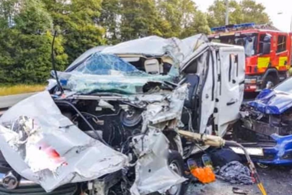 Smash: the wreckage of the vehicles at the scene