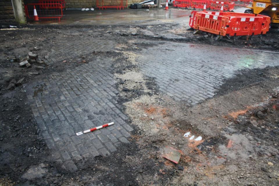 York Press: A section of lost brick pavement uncovered by archaeologists at York's Queen Street