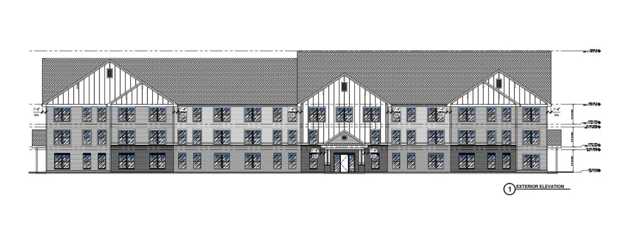 A rendering of the drug abuse/mental health treatment group home planned for the north side of West First Street.