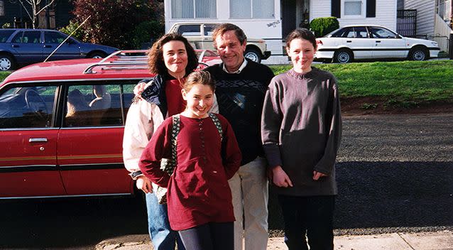 Sue and Bob, pictured with Sue's two daughters.