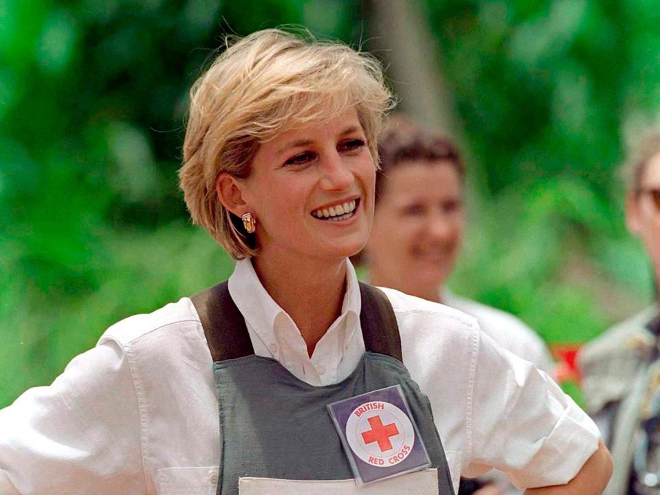 Princess Diana visits a minefield in Huambo, Angola, in 1997.