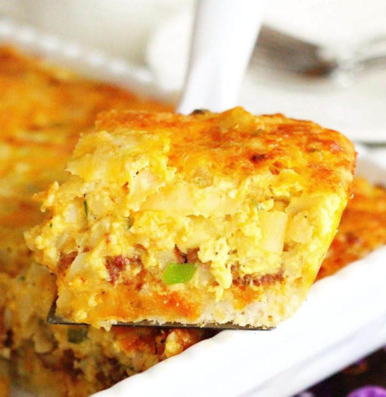 <p>Get the recipe: <a href="https://www.melissassouthernstylekitchen.com/sausage-egg-and-hash-brown-biscuit-bake/" rel="nofollow noopener" target="_blank" data-ylk="slk:Sausage Egg and Hash Brown Biscuit Bake;elm:context_link;itc:0;sec:content-canvas" class="link "><strong>Sausage Egg and Hash Brown Biscuit Bake</strong></a></p>