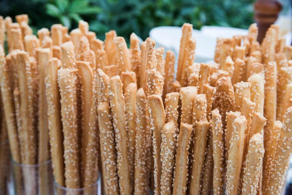 Grissini are crunchy, thin traditional Italian breadsticks.