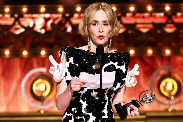 <p>Theo Wargo/Getty</p> Sarah Paulson at the 77th Annual Tony Awards