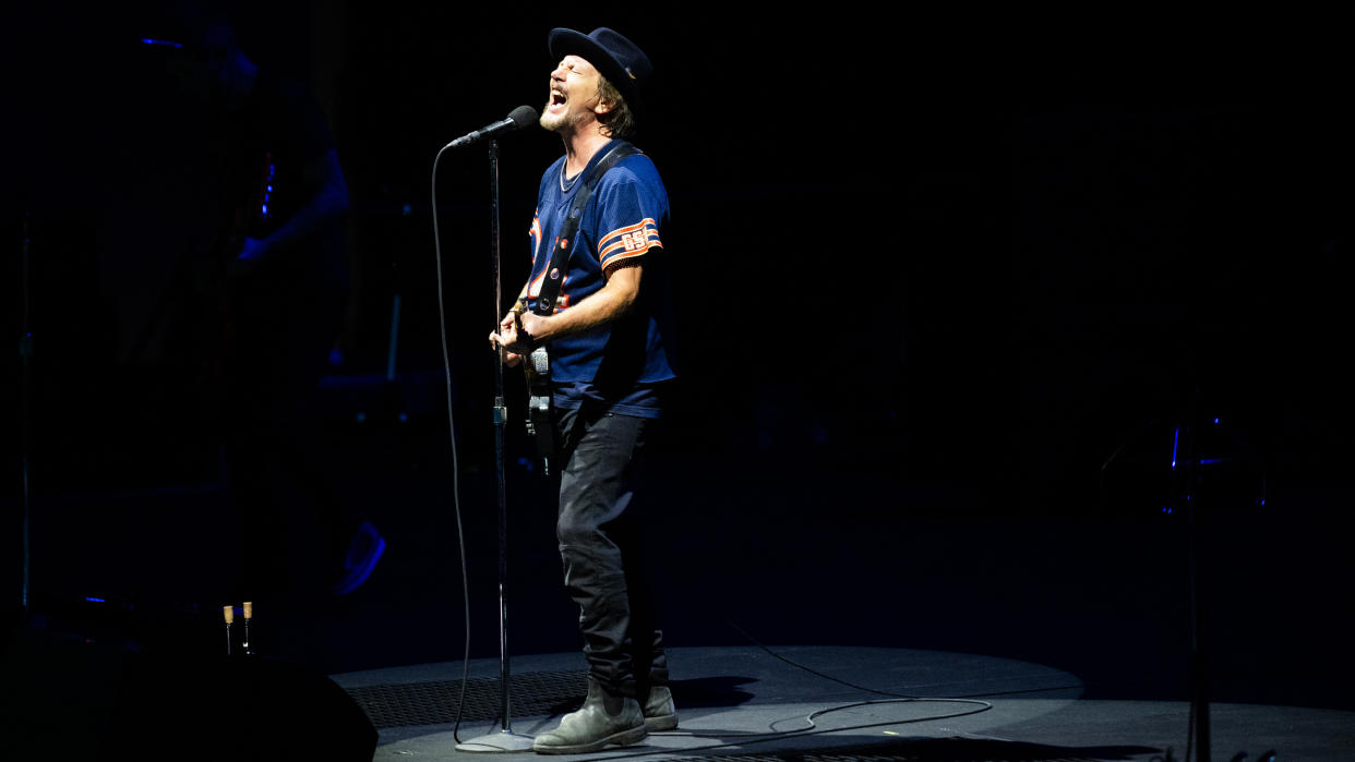   Eddie Vedder of Pearl Jam performs at Climate Pledge Arena on May 30, 2024 in Seattle, Washington. 