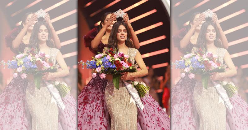 哈納斯桑地接受上任選美冠軍墨西哥小姐的加冕。（Miss Universe提供）