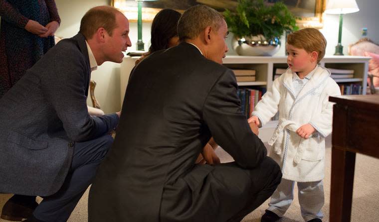 These Photos of Prince George Saying Hi to Barack Obama Are Face-Meltingly Cute