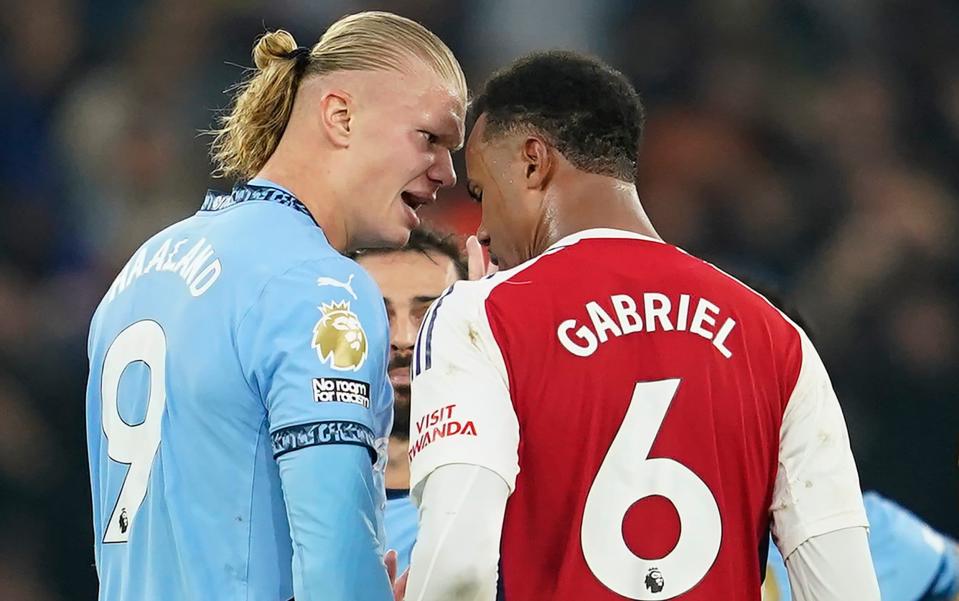 Erling Haaland goes nose-to-nose with Gabriel