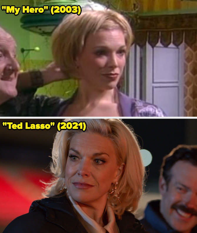 Then: She played Miranda on My Hero, and then a few years later guest-starred again and played Lula/Thermowoman.Now: She won the Emmy for Outstanding Supporting Actress in a Comedy Series for her portrayal of Rebecca Welton on Ted Lasso.