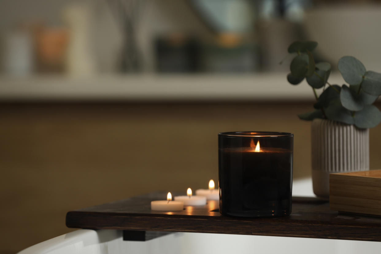  A selection of candles on a coffee table. 