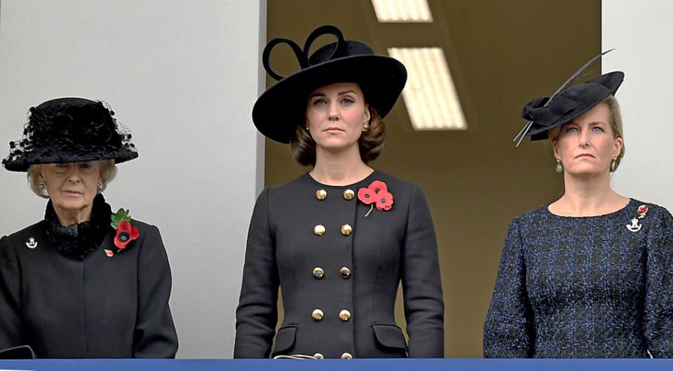 Kate Middleton also looked sombre on the day. Photo: Getty Images