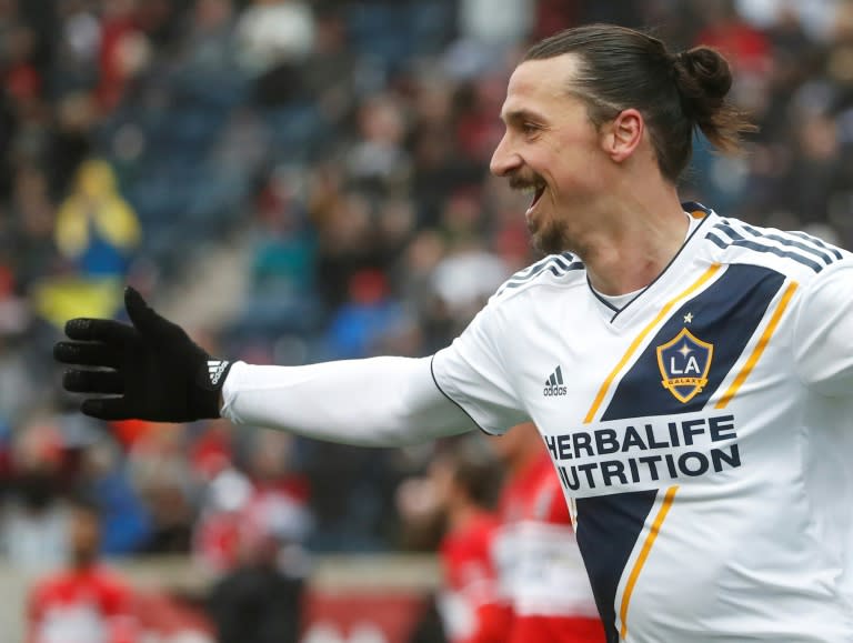 Zlatan Ibrahimovic celebra un gol con Los Angeles Galaxy (Foto: AFP)