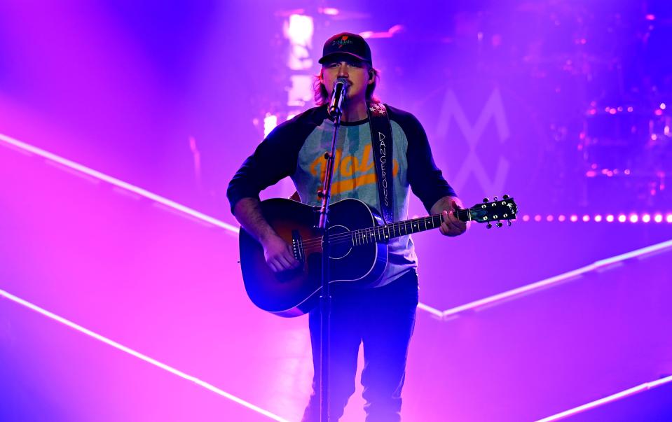 Morgan Wallen performs during his 2022 Dangerous Tour at Bridgestone Arena in Nashville.