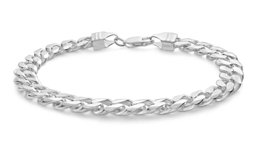A Sterling Silver Curb Gauge Bracelet with distinct flat links.