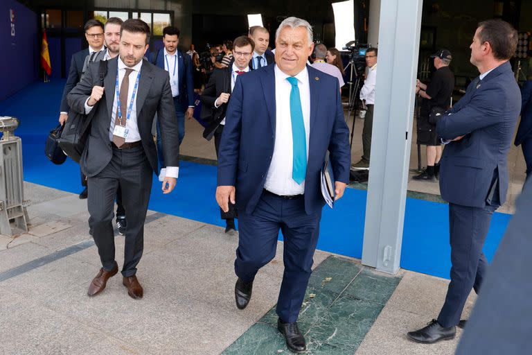 Viktor Orban, en el Palacio del Congreso en Granada. (Ludovic MARIN / AFP)