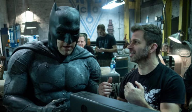 Ben Affleck on the set of Batman V Superman - Credit: Warner Bros.