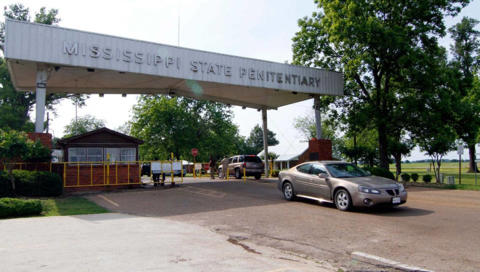 FILE - In this May 19, 2010 photograph, traffic moves past the front of the Mississippi State Penitentiary in Parchman, Miss.